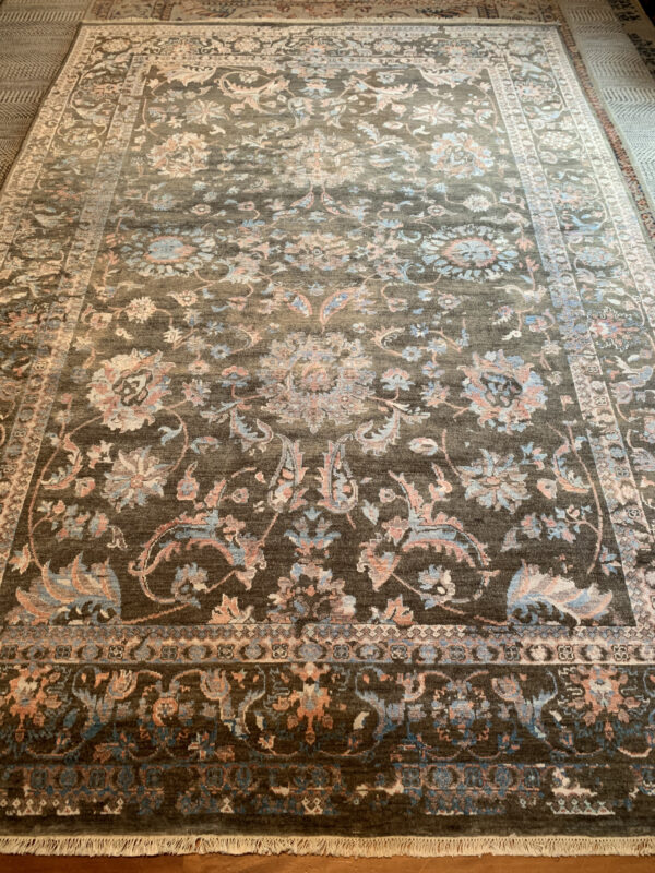 Indo/Nep Distressed wool/silk carpet